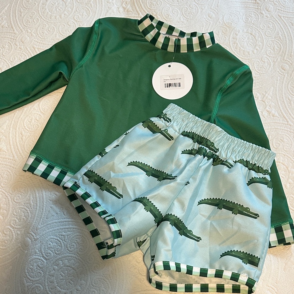 Sugar Green and Blue Rashguard Set for Sun Protection